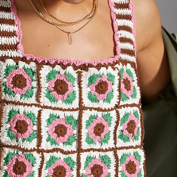 ANTHROPOLOGIE | Reversible Floral 100% Cotton Crochet Tank | NWT - Picture 4 of 9